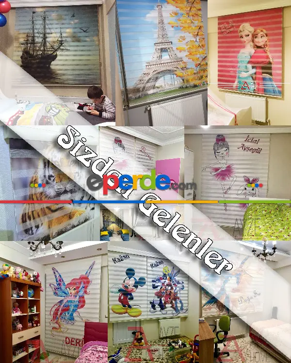 Genç Odası - Pipo İçen Adam Özel Poster Baskılı Zebra Perde- Siyah-Gri-Füme-Antrasit-Ekru