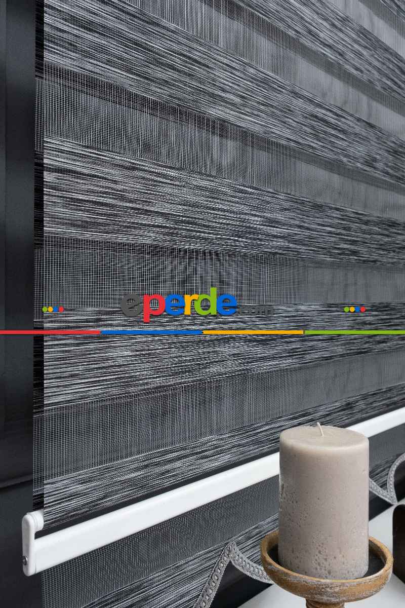 Koyu Gri Antirasit Bambu Zebra Perde 100x200