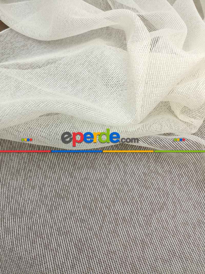 Salon Tül Perde - Zerafet Serisi 2021 Modern Mekanlarınız İçin Düz Armür Tül Perde(ütü Gerektirmez)- Ekru