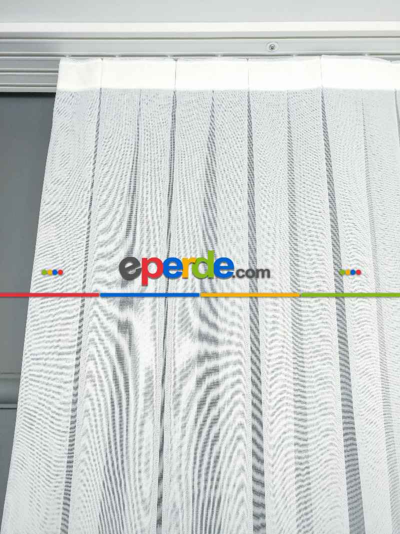 Hazır Ölçu Özel Bambu Keten Tül Perde- Ekru - Kurşunlu Tül 100cm X 250cm 