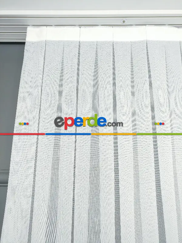 Hazır Ölçu Özel Bambu Keten Tül Perde- Ekru - Kurşunlu Tül 100cm X 250cm 