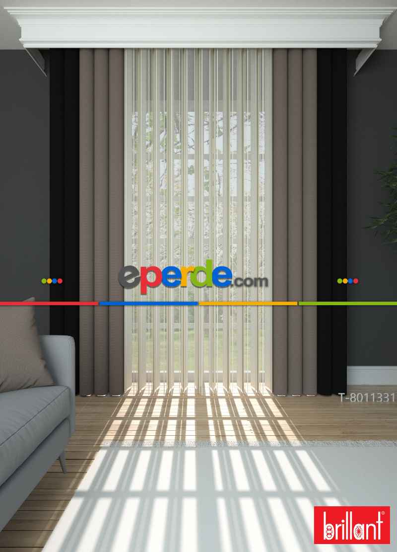 Brillant Akıllı Tül Siyah-bronz Kahve Perde Tül Dikey Zebra Perde Düz 1. Kalite