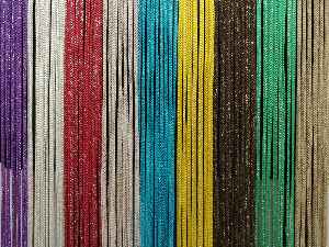 Jumbo Zincir Serisi Krem Altın Simli İp Perde- Beyaz-Altın Simli