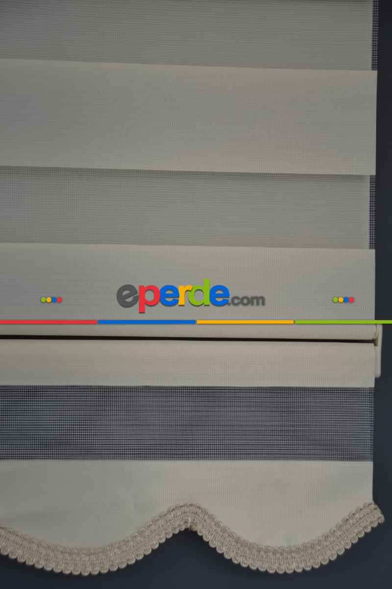 Halim Perdesan Ba-04 Krem Renk Etekli Veya Eteksiz Zebra Stor Perde