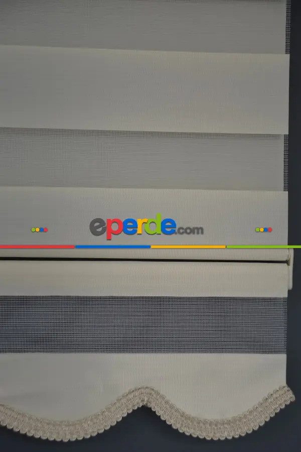 Halim Perdesan Ba-04 Krem Renk Etekli Veya Eteksiz Zebra Stor Perde