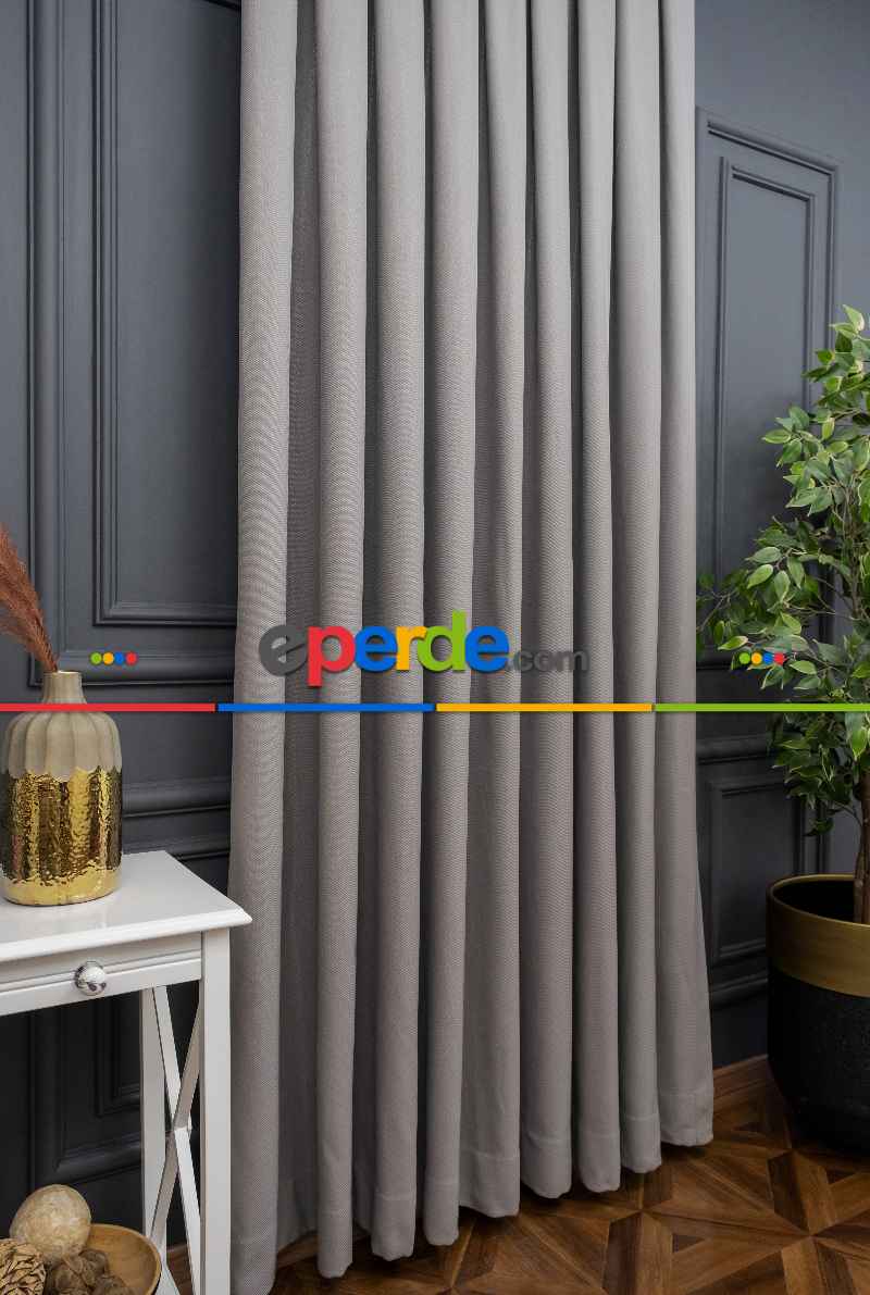 Oturma Odası 2025 Trend Gri Özel Dokulu Ve Işıltılı Fon Perde