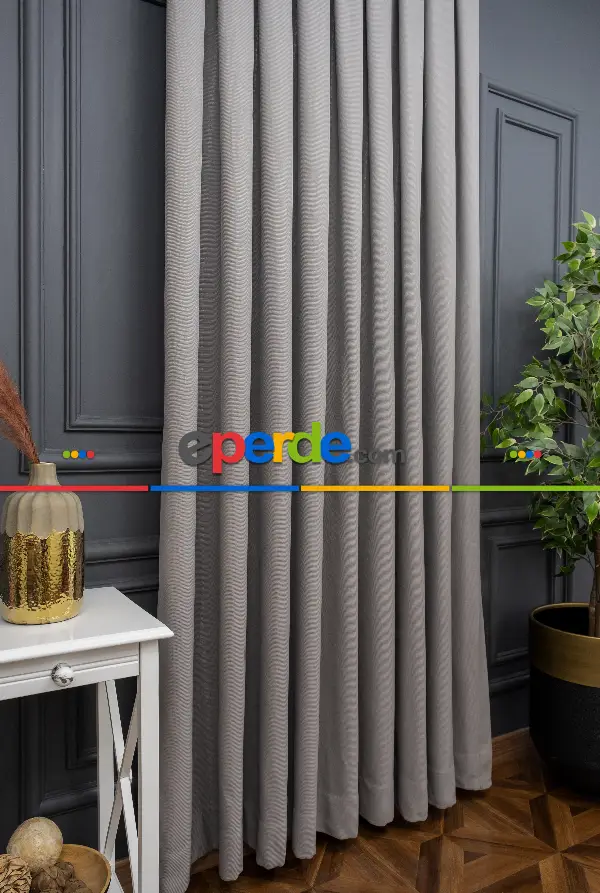 2025 Trend Gri Özel Dokulu Ve Işıltılı Fon Perde