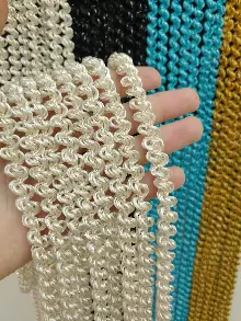 Açık Bej Rengi İp Perde Duble Bukle Serisi- Bej-gümüş