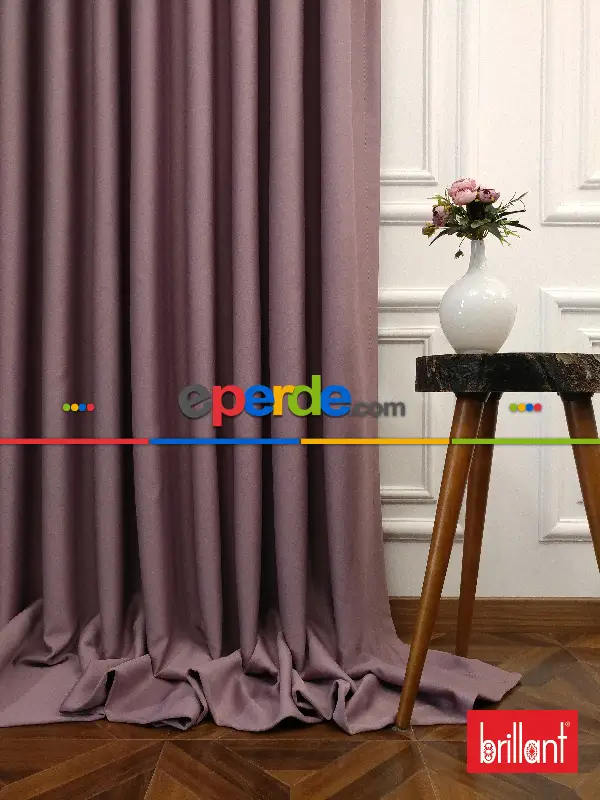 Yatak Odası - Karartma Blackout Açık Mürdüm Gül Kurusu Renk Fon Perde- Mürdüm Açık-gül Kurusu