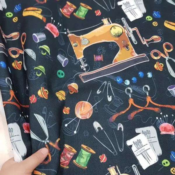 Dikiş Terzi Desenli Fon Perde Evm1095 Kumaşı Kalındır Duck Bezi Değildir- Siyah-Beyaz