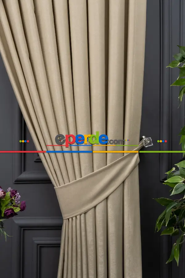 Yatak Odası Fon Perde - Düz Dökümlü Soft Fon Perde - Toprak Rengi