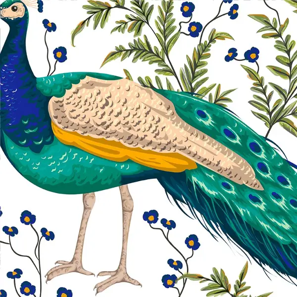 Tropikal Desenli Fon Perde Evm222 -t - Kumaşı Kalındır Duck Bezi Değildir.- Yeşil-Mavi-Beyaz-Çok Renkli