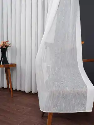 Bambu Zemin Noktalı Ve Çizgili Simli Düz Tül Perde Gramajlı