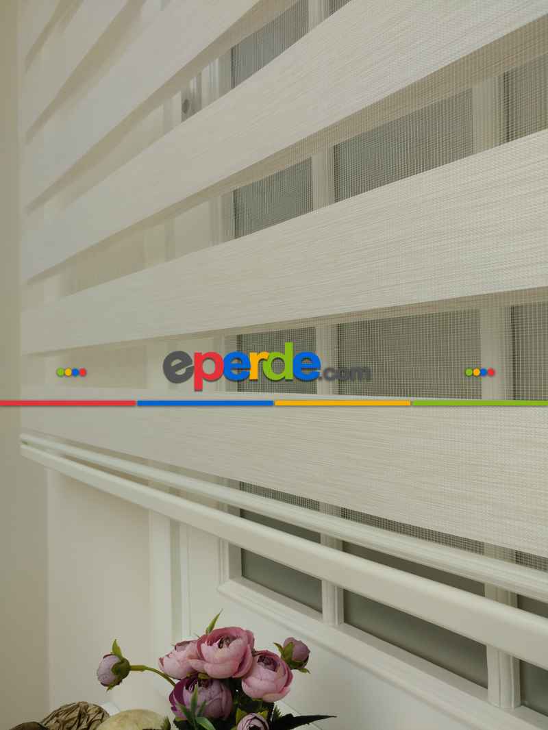 Zebra Perde -bambu Düz Zebra Perde- Ekru