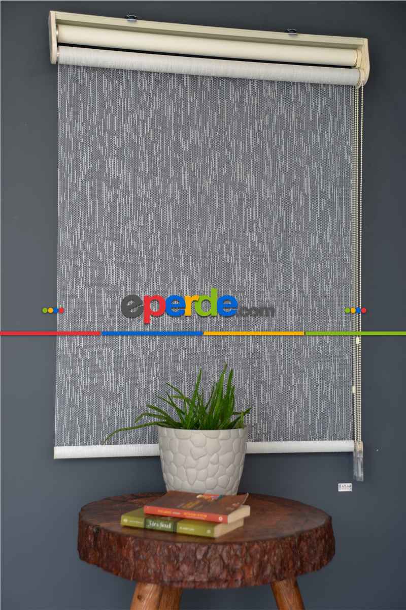 Halim Perdesan Dacuz-211 Beyaz Renk Etekli Veya Eteksiz Çift Mekanizmalı Tül Stor Perde