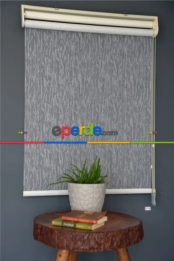 Halim Perdesan Dacuz-211 Beyaz Renk Etekli Veya Eteksiz Çift Mekanizmalı Tül Stor Perde