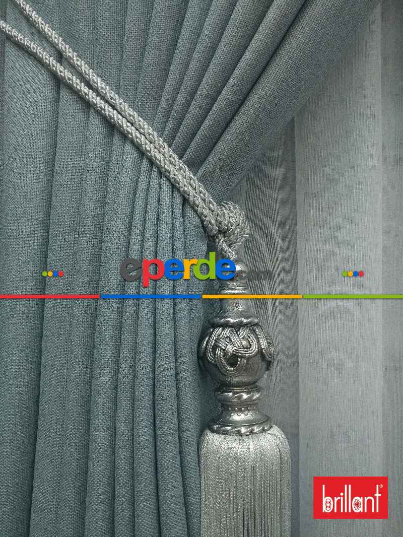 Brillant Keten Açık Havai Mavi Renk Düz Fon Perde - Mavi Doymamış-mint