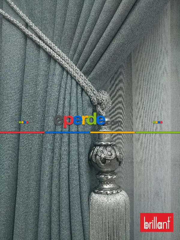 Yatak Odası - Brillant Keten Açık Havai Mavi Renk Düz Fon Perde - Mavi Doymamış-mint