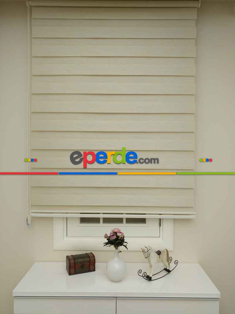 Mutfak Zebra Perde Düz Seri- Krem