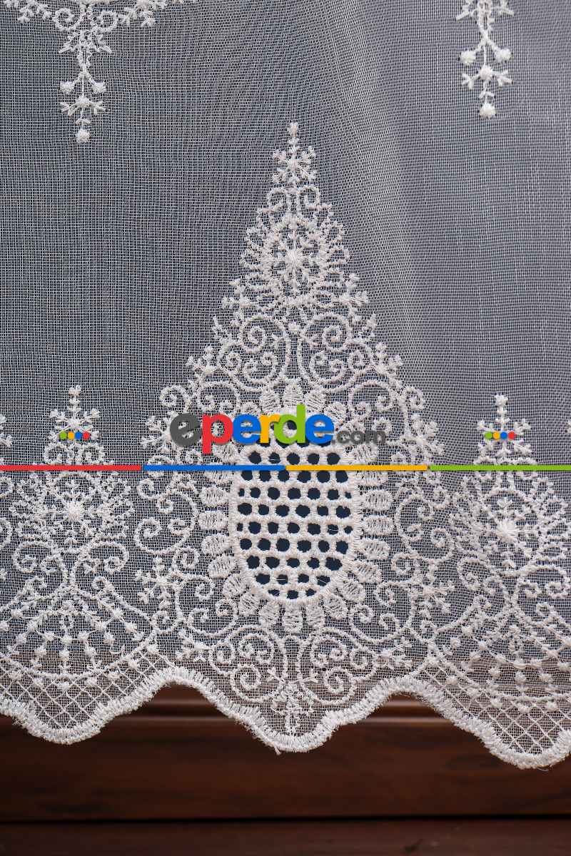 Salon Tül Modelleri - Kolye Tt Zemin Brode Nakış İşlemeli Tül Perde