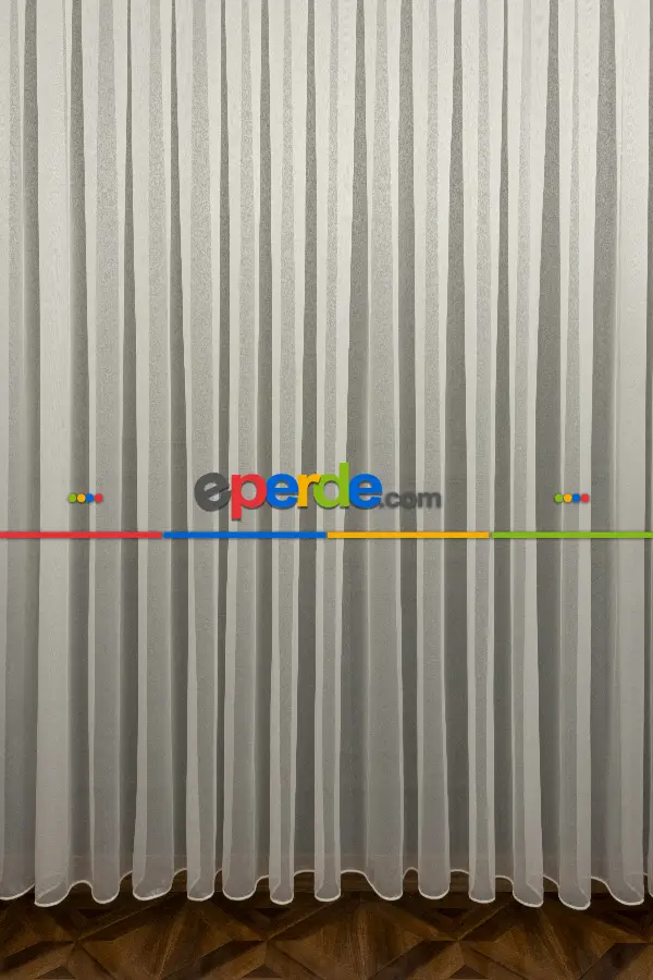 Arzenen Marka Doğal Yansımalarıyla Şık Görünümlü Kendinden Parlak Tül Perde- Krem - Kurşunlu Tül