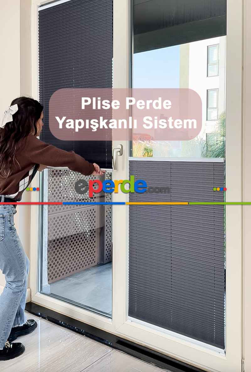 Mutfak Yapışkanlı Sistem - Tülsüz Plise Perde15 Renk ( Diğer Ürünümüzde Tüllü Seçenek Vardır Ürün Kodu 100168)