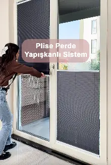 Mutfak Yapışkanlı Sistem - Tülsüz Plise Perde15 Renk ( Diğer Ürünümüzde Tüllü Seçenek Vardır Ürün Kodu 100168)