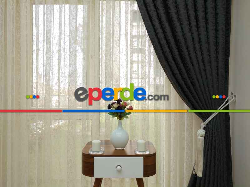 Acı Kahve Duz Jakar Fon Perde (180)- Acı Kahve