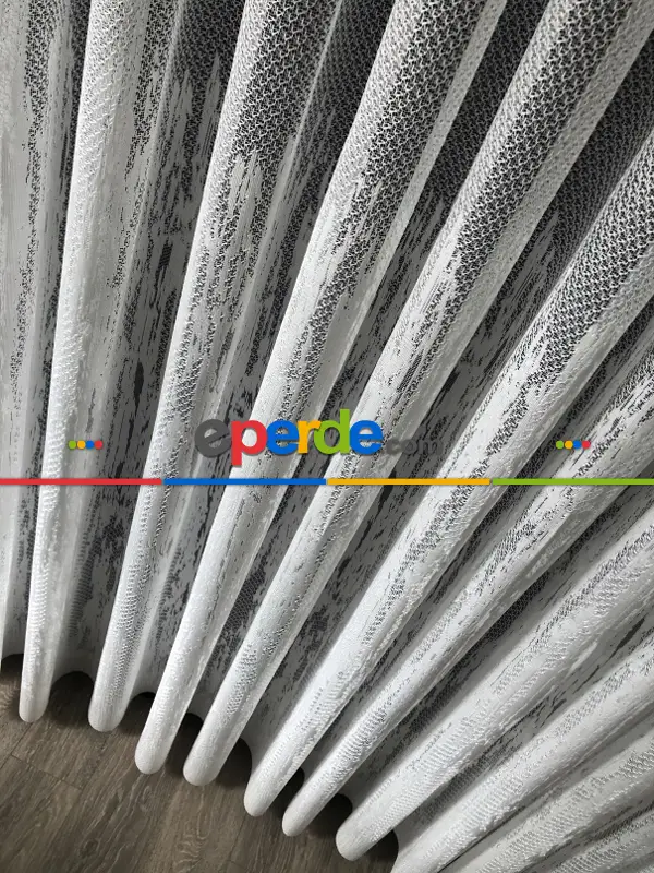 Alev Desen Tül Perde Tek Kanat - Ekru