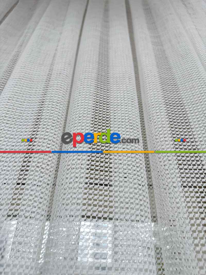 Oturma Odası - Sarmaşık Dal Desenli Fransız Dantel Örme Tül Perde, Desenli Ütü İstemeyen Tül