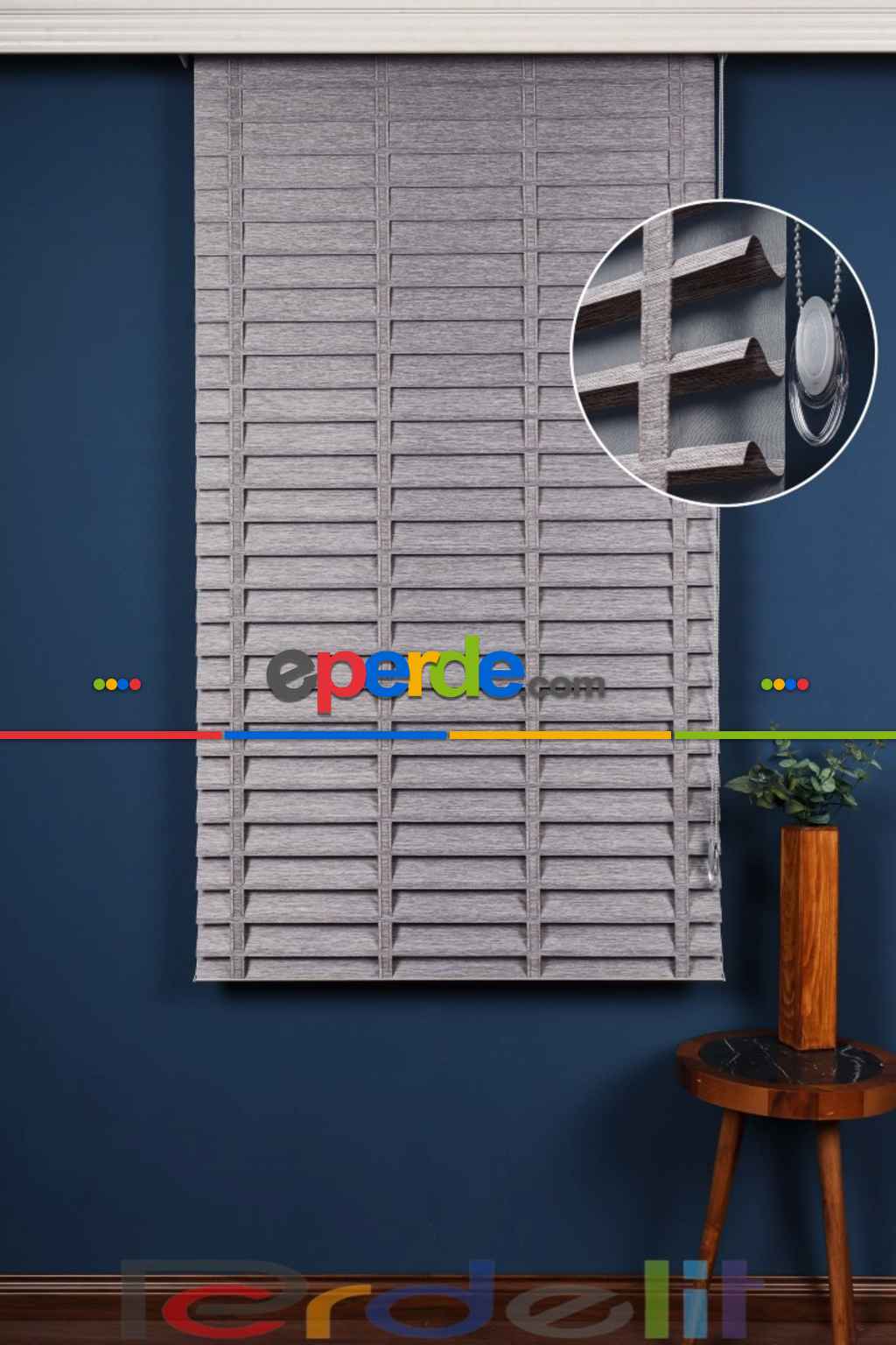 Gri 50mm Silüet Kumaş Jaluzi Perde