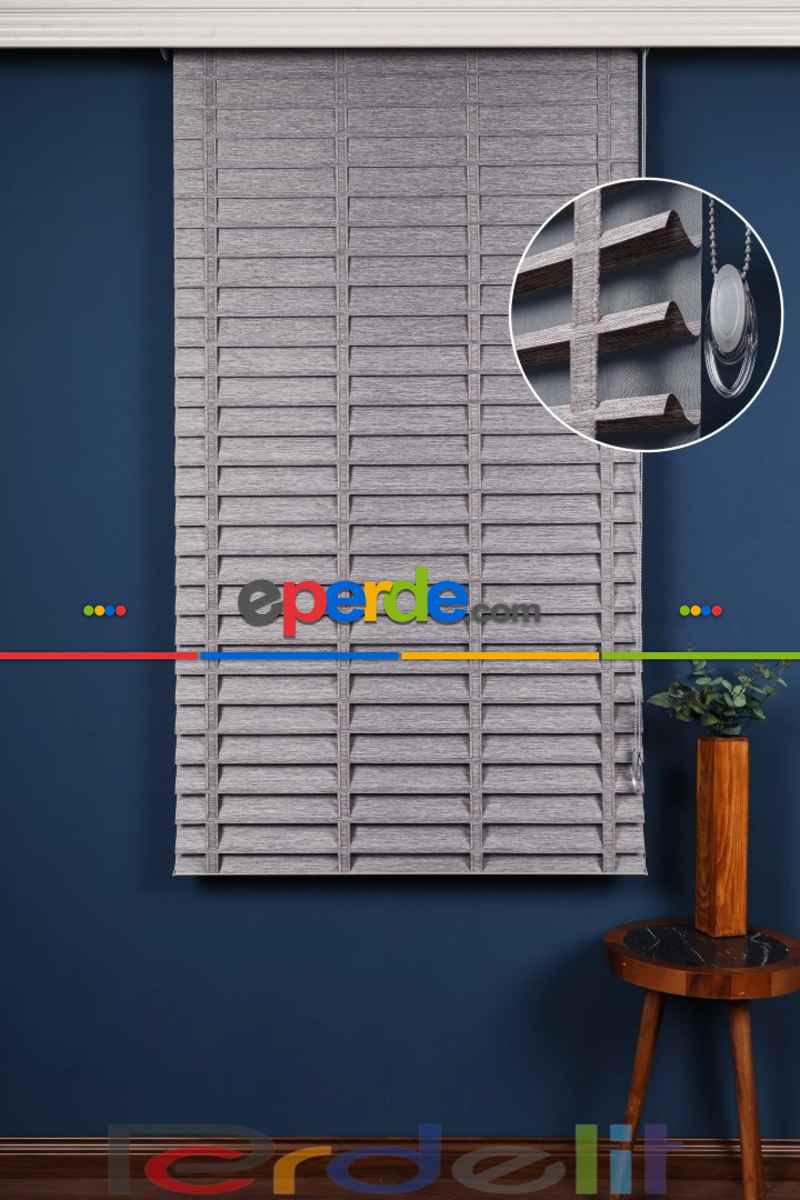 Gri 50mm Silüet Kumaş Jaluzi Perde