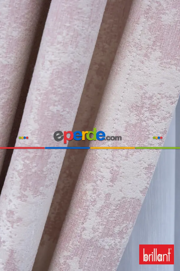 Patinedesenli Brillant Jakar Fon Perde(dökümlü Fon )- Bej-pudra