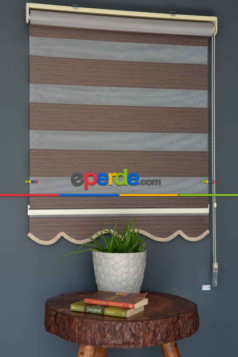 Halim Perdesan Kb-06 Koyu Kahverengi Renk Etekli Veya Eteksiz Karartma Zebra Stor Perde