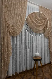 Tül Fon Vizon Bej Açık Kahverengi Renk Tülden Fon Perde - Vizon Rengi 70cm X 270cm 