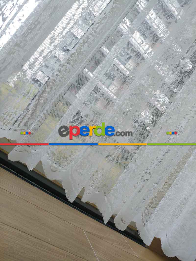 Mutfak Tül Perde Spor Desen - Ütü İstemez- Ekru