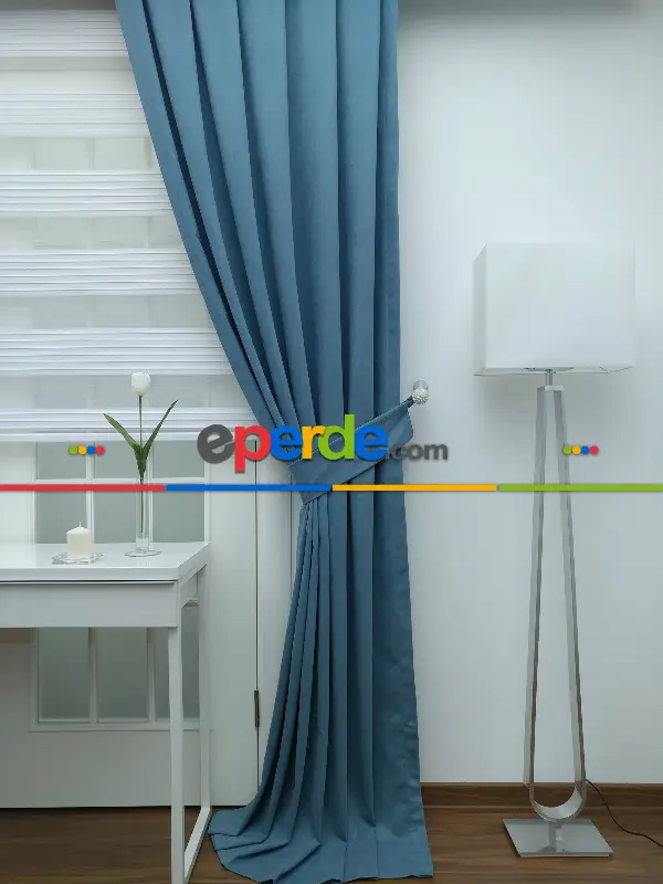 Mavi - Düz Fon Perde (180)- Mavi