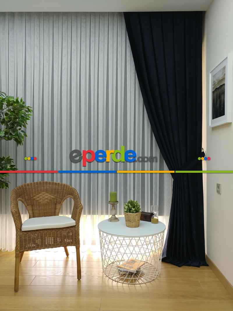 Soft Lacivert Fon Perde (180)- Lacivert