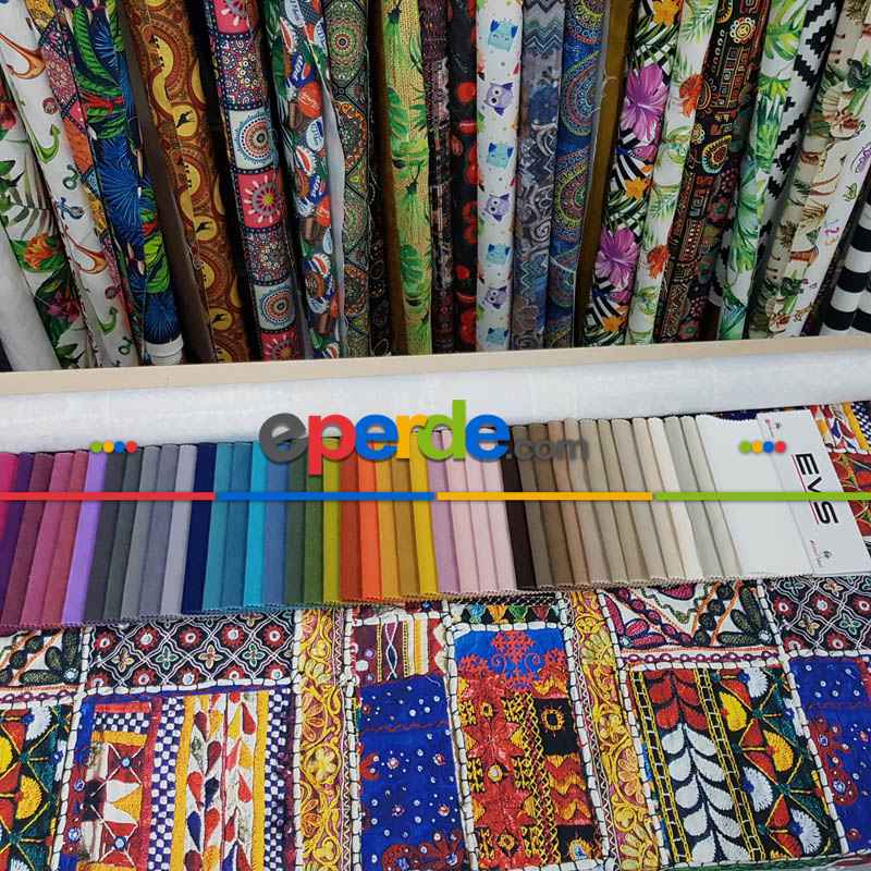 Etnik Desenli Fon Perde Evm553 Kumaşı Kalındır Duck Bezi Değildir-  Çok Renkli 2