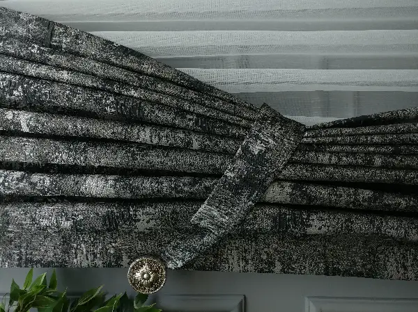 Patinedesenli Gri Jakar Fon Perde (180)- Gri-füme-antrasit