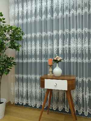 Arası Desenli Brode Tül Perde 2023 Konak Özel Seri Elit 102- Ekru