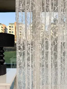 Sarmaşık Desenli Fransız Dantel Örme Tül Perde, Desenli Ütü İstemeyen Tül