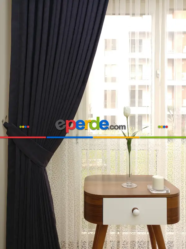 Yatak Odası - Antrasit Gri Düz Fon Perde (  Dökümlü Fon )- Antrasit