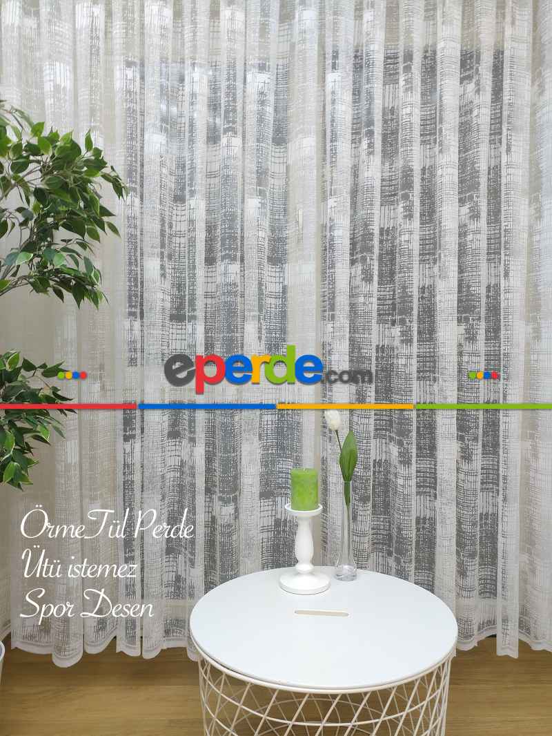 Mutfak - Kampanya Spor Desen Fransız Dantel 2021 Tül Perde- Ekru