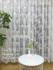 Yatak Odası - Kampanya Spor Patine Desenli Fransız Dantel 2021 Tül Perde- Ekru