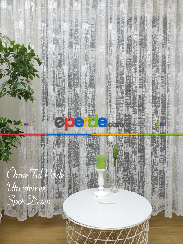 Kampanya Spor Patine Desenli Fransız Dantel 2025 Tül Perde - Ekru