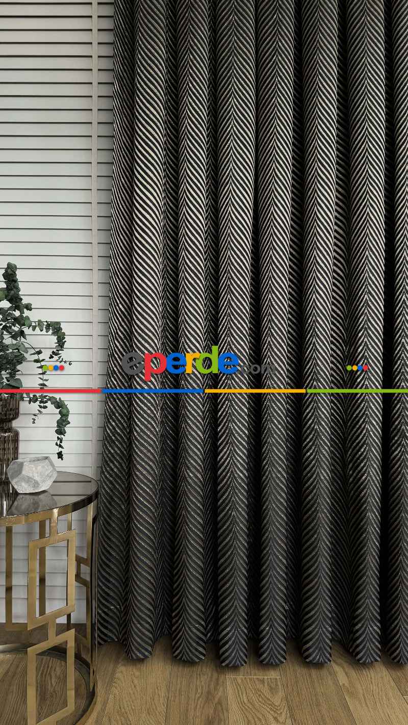 Siyah Gold Altın Premium Jakar Dokuma Pano Fon Perde - Gramajlı