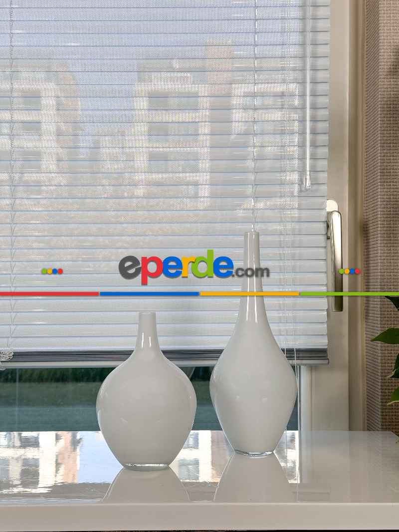 Mutfak Jaluzi - Beyaz Perfore (delikli) Alüminyum Jaluzi Perde - 25mm