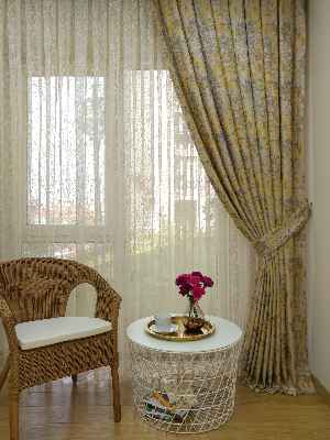 Sarı Bej Jakar Fon Perde (150)- Sarı