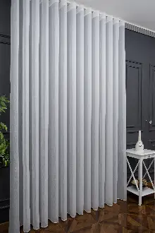 Çizgili Ekru Renkli 1.sınıf Kalite S Pile Bambu Tül Perde